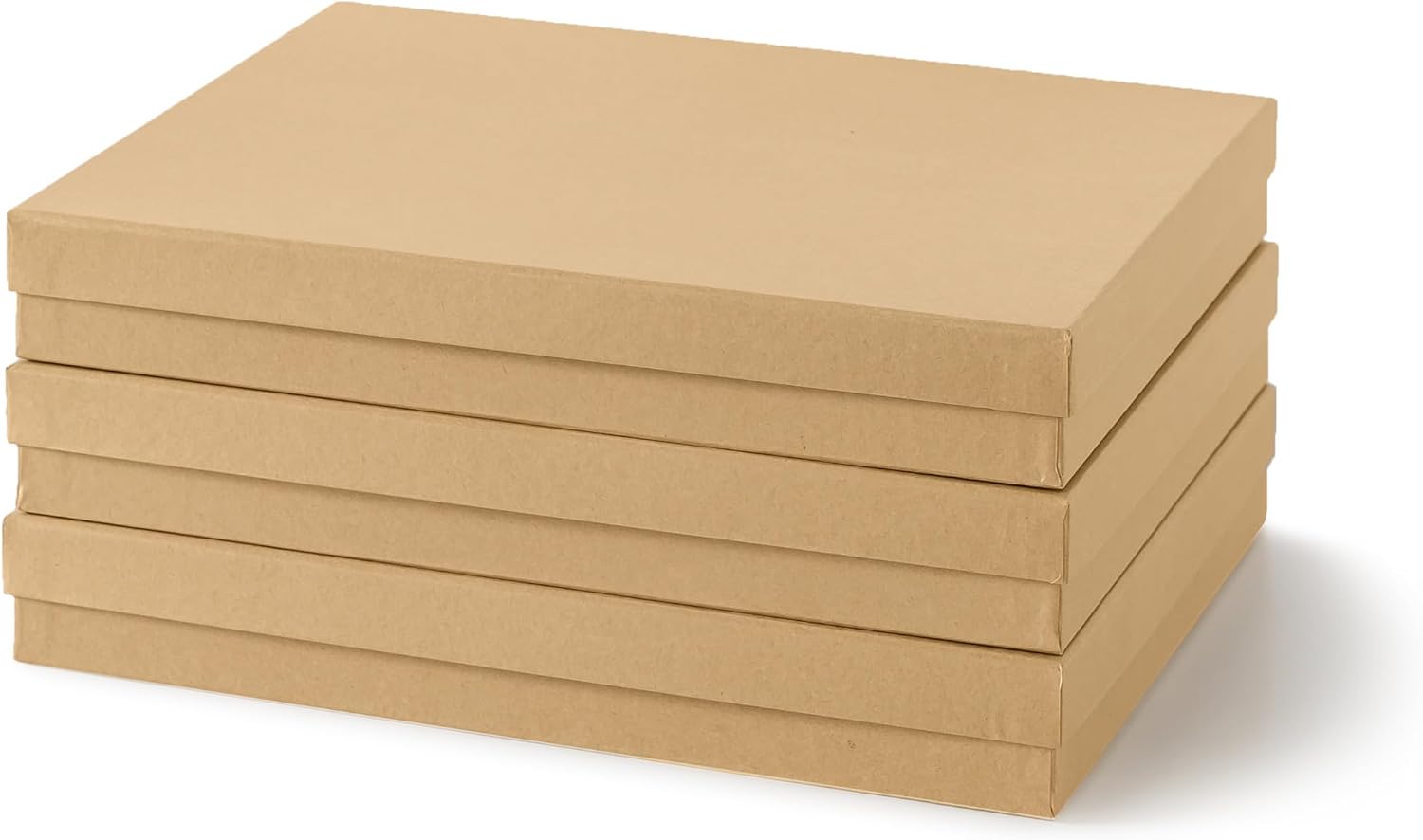 Letter Size Document Storage Boxes with Lids. Set of 3. Kraft | Flat Cardboard Paper Organizers for Letters. Files. Photos and Crafts. Stackable Office Keepsake Storage for Manuscripts