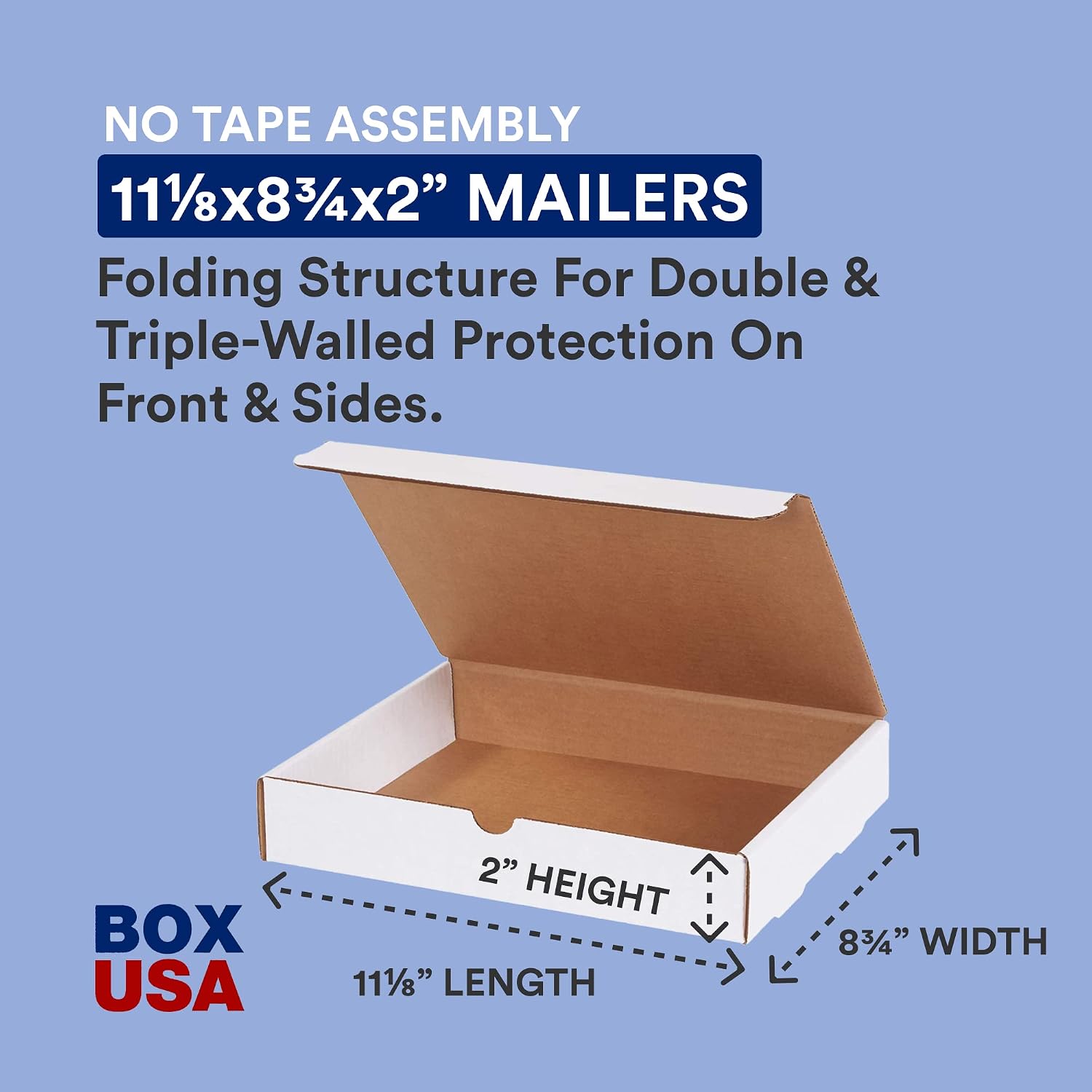 Shipping Boxes Medium 11.125L x 8.75W x 2H 50-Pack. Cardboard Box for Shipping. Moving. Mailing. Packing. Packaging and Storage