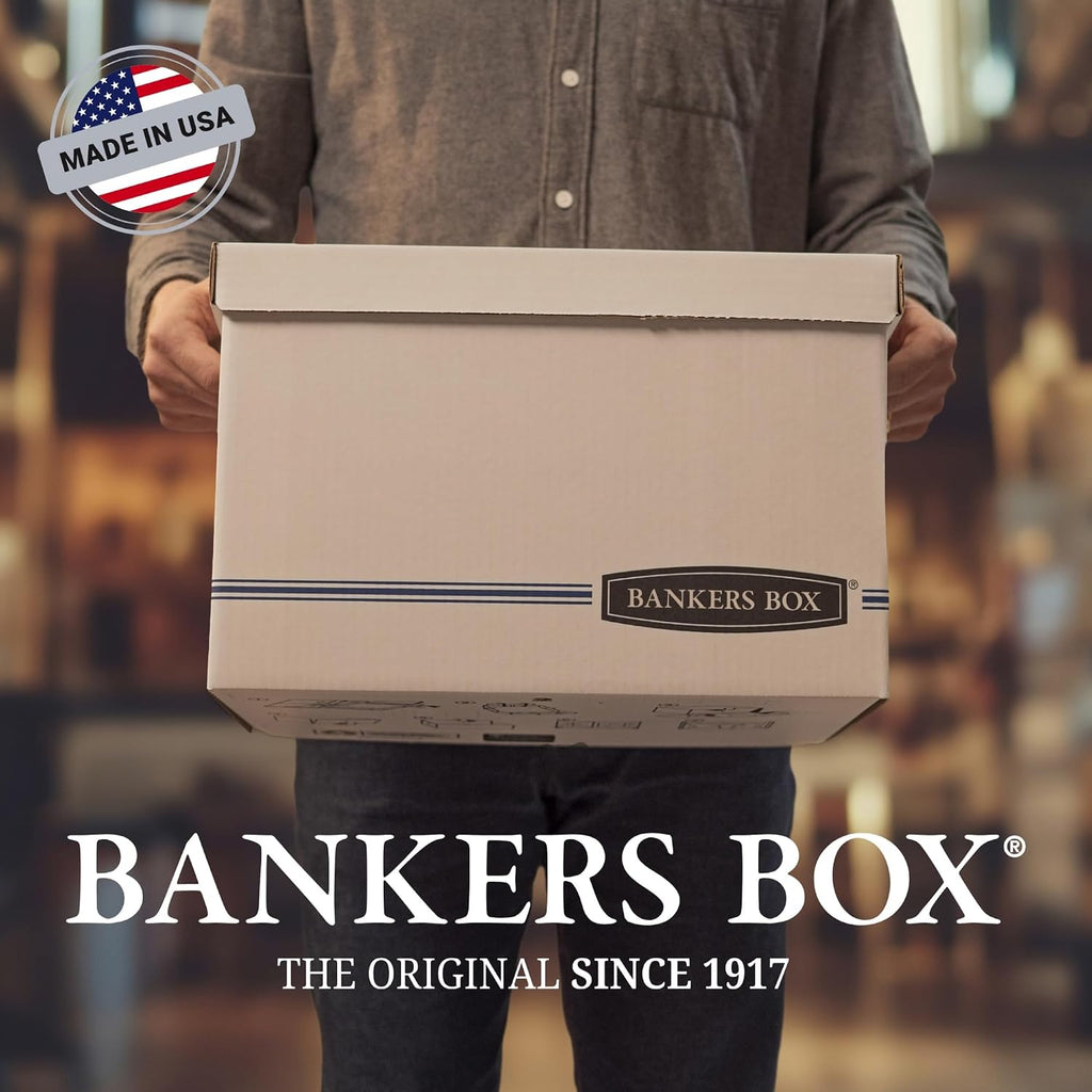 Bankers Box 12-Pack Medium-Duty File Storage Boxes. 24in Letter. FastFold | Speed through filing with FastFold setup. sturdy stacking. reinforced handles. and dependable document protection.