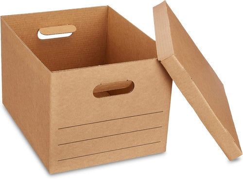 Basics Moving and Storage Boxes with Handles and Lift-Off Lids. File Storage. Collapsible. 15x10x12 in. Brown. 20-Pack