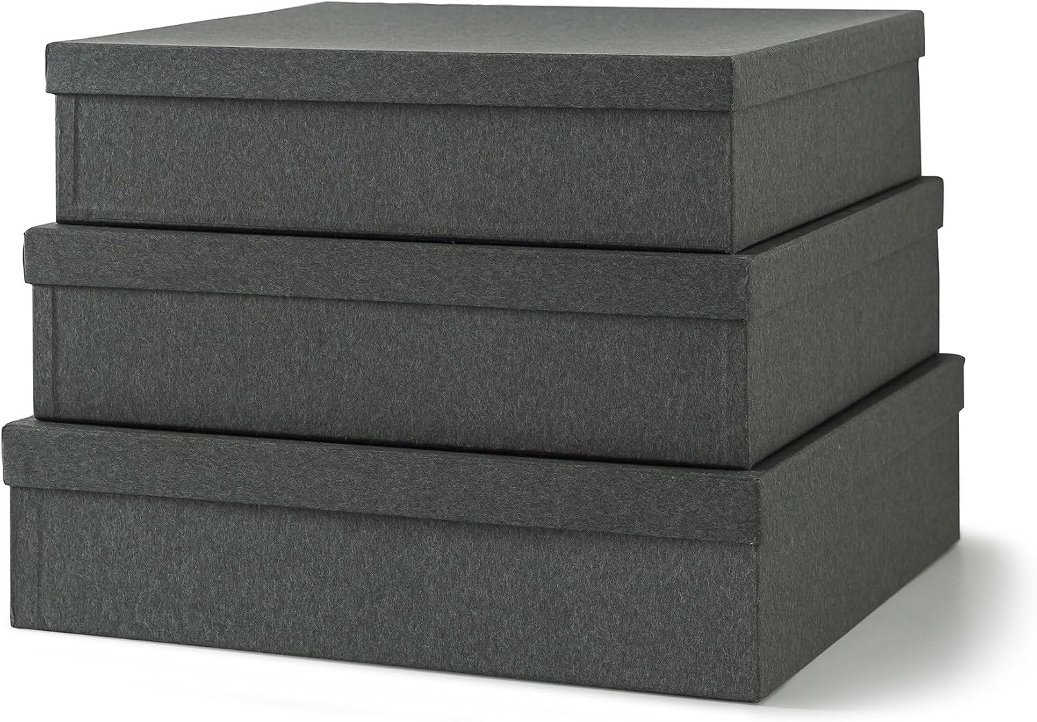 Kraft Storage Boxes with Lids. Set of 3. Just the Basics | Decorative Paper Storage Box Set for Photos. Documents and Keepsakes. Large Cardboard Office Organizers for Home Decor