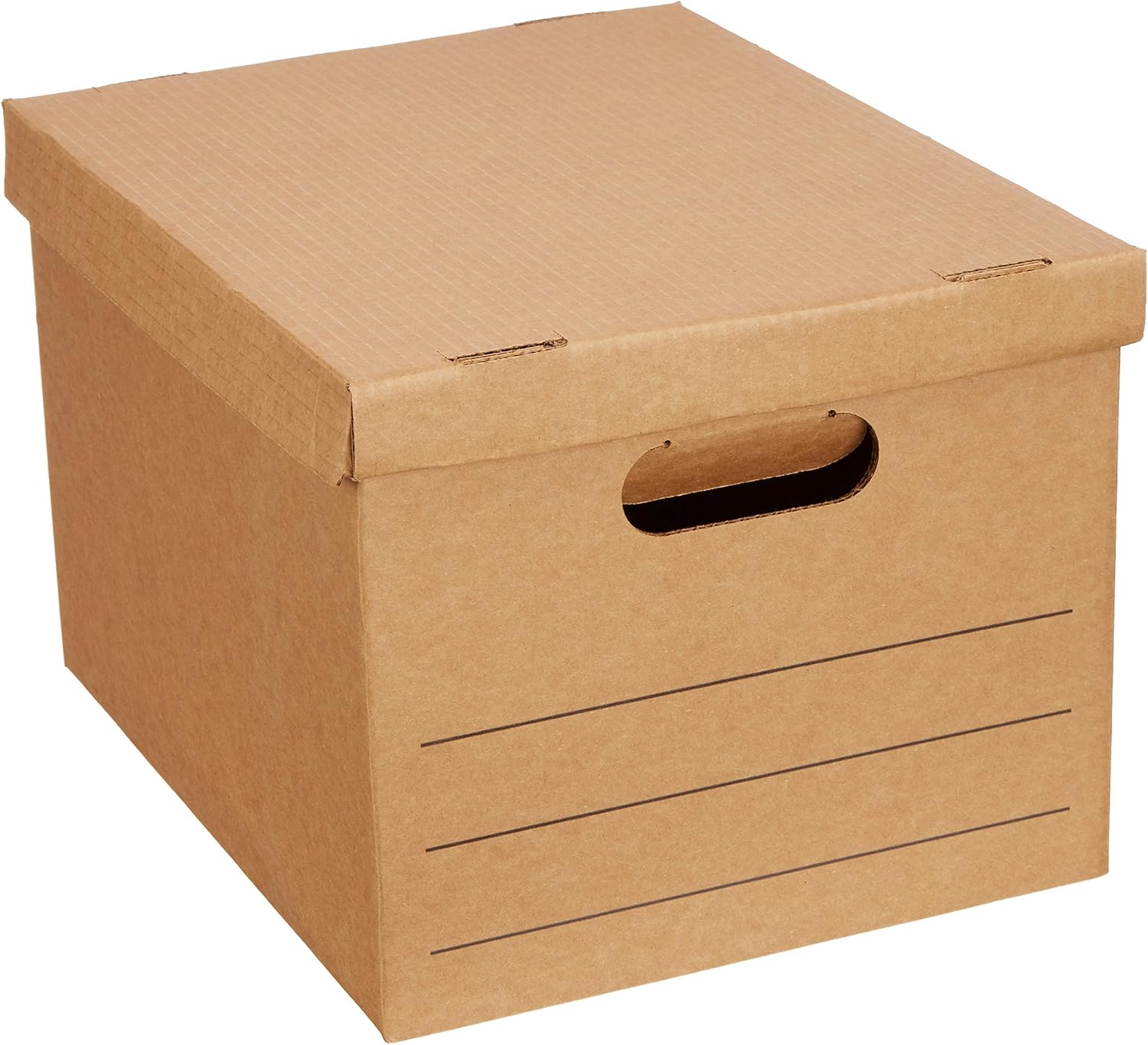Basics Moving and Storage Boxes with Handles and Lift-Off Lids. File Storage. Collapsible. 15x10x12 in. Brown. 20-Pack