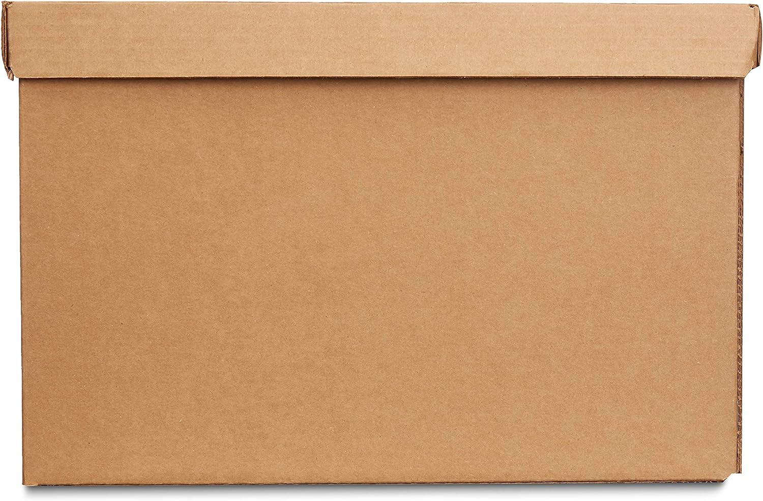 Basics Moving and Storage Boxes with Handles and Lift-Off Lids. File Storage. Collapsible. 15x10x12 in. Brown. 20-Pack